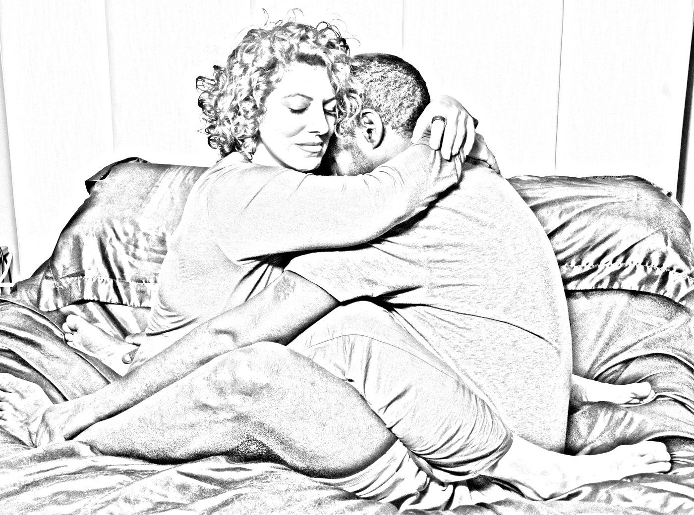 Illustrated sketch of a Luna Cuddles cuddle session